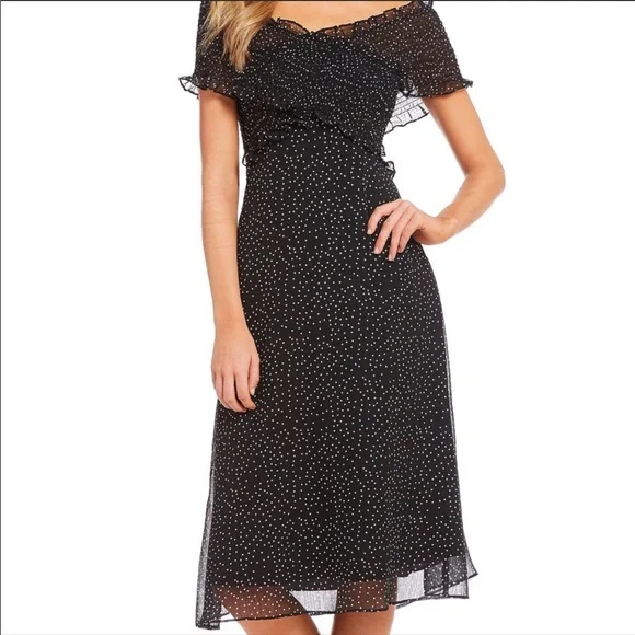 LUCY PARIS Polka Dot Off Shoulder Dorothy Dress - Picture 9 of 16